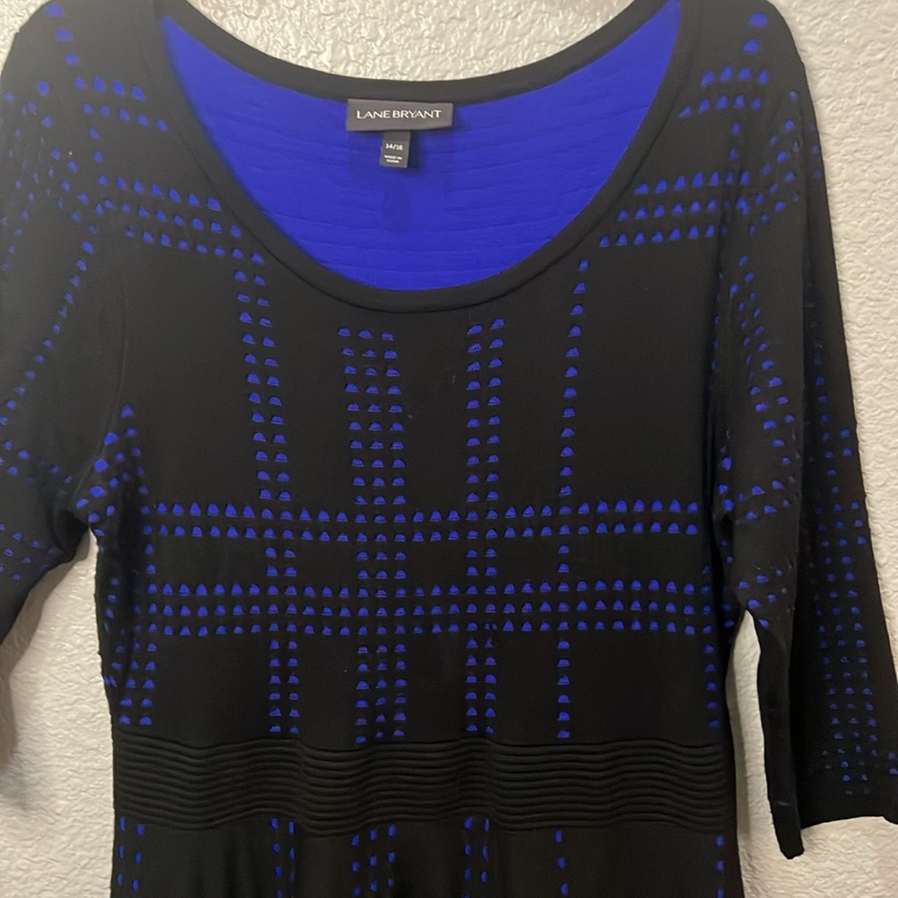 Lane Bryant 14/16 Black Cobalt Blue Sweater Dress - Picture 7 of 7